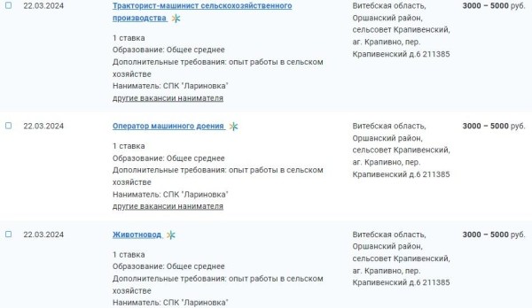 Зарплаты до 5000 рублей. Посмотрели, какие вакансии предлагают белорусам для работы в сельском хозяйстве